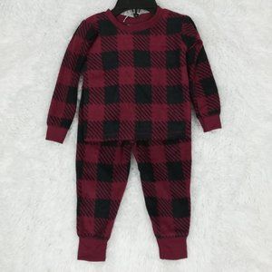 Jaclyn Infants Intimates Pajama 2‎ Piece Set Buffalo Check Red Plaid 9M New